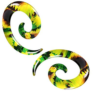KJM FASHION 2 Stk 5mm 4g Taper Blume Spiral Expander Earplugs Dehnungsstab Ohr Taper Lang Flesh Ohrringe Expander Piercing Schmuck 6092