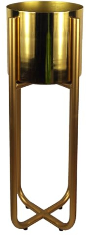 Leaf Pflanzgefäß, Metall, goldfarben, 62 cm