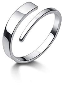 Anelli Di Promessa Minimalista Open Eternity a Due File In Argento Sterling 925 Per Donne Ragazze Uomini Regolabili Piccolo Anello Di Fidanzamento Impilabile Piccola Coda Banda Dito Carino Gioielli