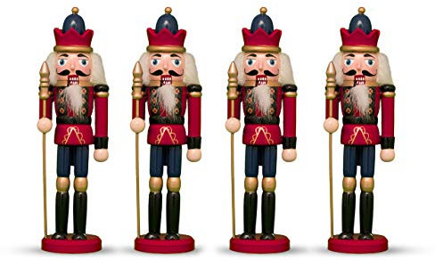 BIANCHERIAWEB Set 1-2-4 Schiaccianoci Soldatino Accessorio Decorativo Ornamenti Natale 18 cm 4 Pezzi Schiaccianoci