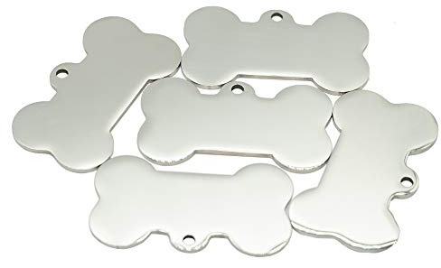 Edelstahl-Erkennungsmarken in Knochenform, blanko, mit Schlüsselringen, 10 Stück