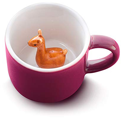 Tiertasse Anna Alpaka | Lustige Frühstückstasse mit Alpaka Tierfigur in rot