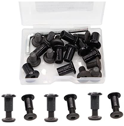 binifiMux 10-Pack M6 x 10mm Hex Socket Cap M6x15mm Black Bolts Connecting Cap Nuts Set for Furniture Beds Cupboard