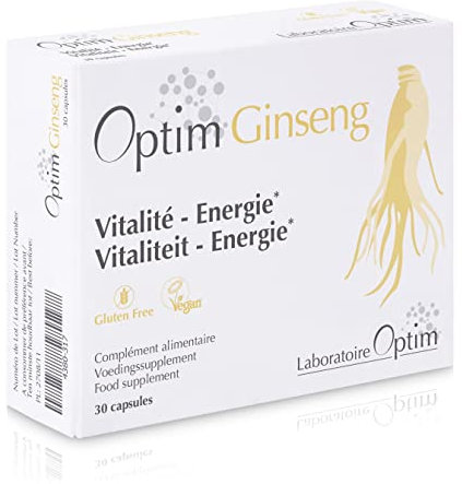 Panax Ginseng rojo coreano 30 cápsulas | Ginseng cultivado en Bélgica | Suplemento Energía Vitalidad | Optim Ginseng