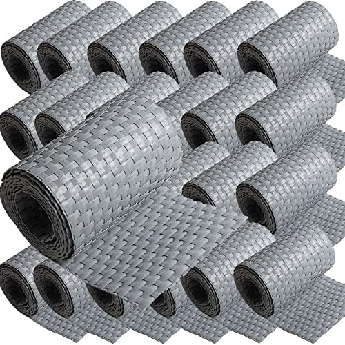 25 x Poly-Rattan Sichtschutzstreifen für Doppelstabzaun Doppelstab Matten Flechtzaun 19|255 cm Grau