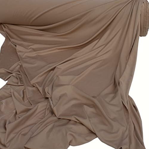 TOLKO Baumwolljersey Jersey Stoff Meterware | uni Damen Shirt Sommer Kleid Rock Jersey Bettwäsche Kleiderstoff | Weich elastisch 170cm breit | Stoffe zum Nähen Baumwollstoff Meterware (Braun)