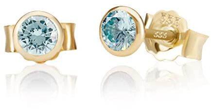 NKlaus Ohrstecker 333er Gelbgold 8 Karat Zirkonia Ø5,0mm für Damen, 2 Stück | Butterfly-Verschluss