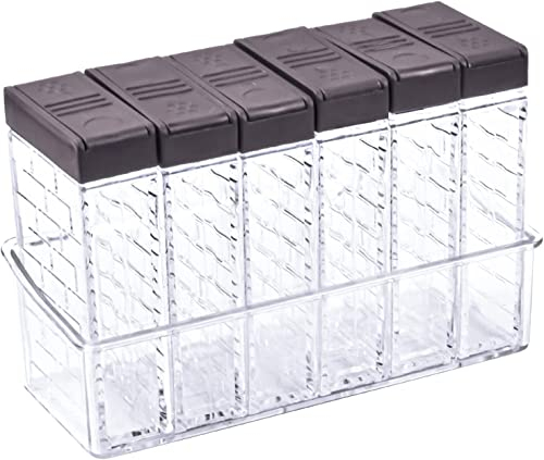 PIQIUQIU 6er Set Salz Pfefferstreuer Gewürzbox Kunststoff für Aufbewahrung Küche Gewürze