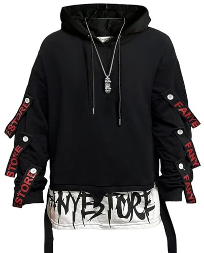 Covisoty Felpa Uomo con Cappuccio Cotone Felpe Techwear Hip Hop Sweatshirt Pullover Autunno Inverno Hooded
