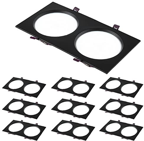 FAZRPIP 10er-Pack LED-Einbaustrahler, schwarz, doppelter Kopf, quadratisch, Gitter, eingebettete LED-Einbauleuchte, ultradünn, Einbau-Tageslicht, Nachrüst-Downlight für Badezimmer, Küche, Büro