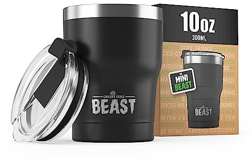 Beast Tumbler - 300 ml (10 oz), Matte Black | Reusable Stainless Steel, Vacuum Insulated Cup | Double Wall Travel Flask Perfect for Hot or Iced Coffee | BPA Free