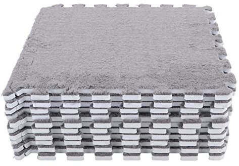 Plüschschaum-Bodenmatte, 10 Stück, Plüschschaum-Bodenmatte, Weicher, Dicker, Geteilter, Ineinandergreifender Plüschschaum-Teppich für den Raumboden (Grau)