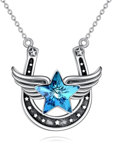 VONALA Collier fer à cheval en argent sterling pour femme avec pendentif étoile à cinq branches en zircone pour fille - Collier sûr en argent hypoallergénique - Cadeau d'anniversaire, Argent sterling