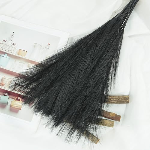10 piante artificiali di pampa essiccate, fiori finti di erba della pampa, soffici bouquet di canne, decorazione per matrimoni, vacanze, feste, bohémien, decorazione per la casa (nero)