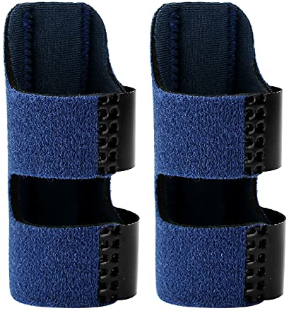 Echify 2 Piezas Férulas para Dedos – Protectores de Dedos – Férula para Dedos – Estabilizador de Dedos con Correa de Fijación Ajustable para Dedos Rotos y Alivio del Dolor de la Artrosis (azul)