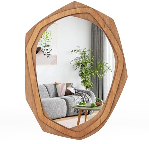 COSTWAY Decorative Wall Mirror, 89x66cm Large Irregular Framed Hanging Accent Vanity Mirror, Rustic Horizontal/Vertical Wall Mounted Mirror Decoration for Bathroom, Living Room, Bedroom and Hallway