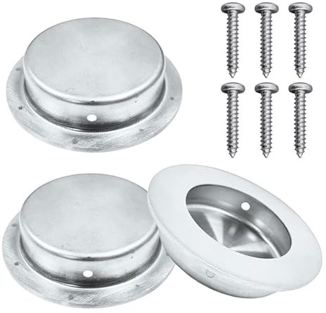 EUPSIIU 3 Pack Flush Recessed Sliding Round Door Pull Handles Hidden Stainless Steel Finger Pulls Hidden Handle,Recessed Sliding Door Handles,for Pocket Door Closet Door Barn Door (Silver)