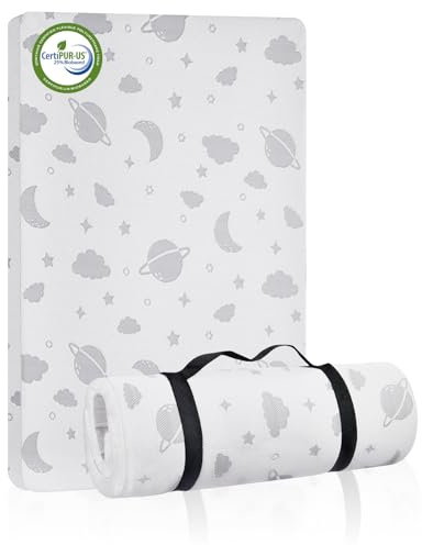 Lilian&Gema Pack and Play Mattress 38x26x1.5, Portable Mattress for Playpen, Pack N Play Mattress Topper, Soft Breathable and Waterproof Washable Cover for Baby Toddler