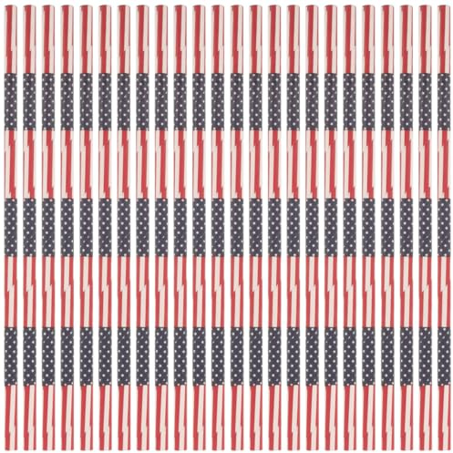 DOITOOL 150 Pcs 4th of July Decorations Fourth of July Decorations White Paper Straws American Flag USA Ornament 4th of Straws Party Supplies Child Fruit