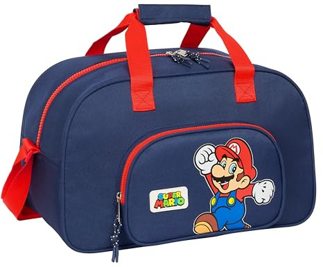 Super Mario World - Bolsa de Deporte, Mochila, Ideal para Niños de Diferentes Edades, Cómoda y Versátil, Calidad y Resistencia, 40x23x24 cm, Color Azul Marino