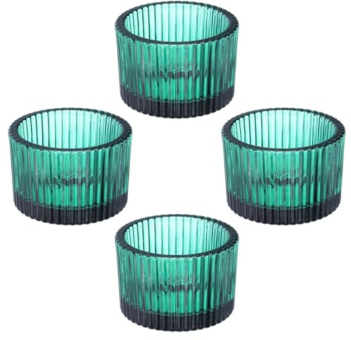 PATIKIL Lot de 4 Porte-Bougies Chauffe-Plat, Porte-Bougies en Verre pour Bougies Chauffe-Plat, Décoration de Table pour Mariage, Dîner, Fête, Bleu Foncé