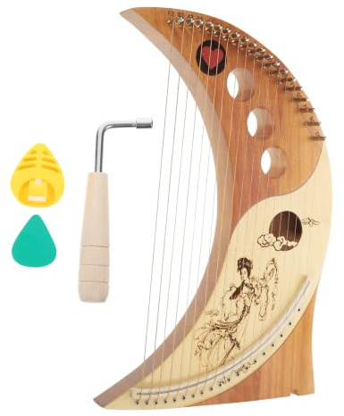 19-saitige Lyra Harfe aus Zedernholz, 1 Satz Musikinstrument | Inklusive Ersatzsaiten und Plektrum Box, Leicht Tragbar, für Anfänger und Kinder Zufällige Farbe