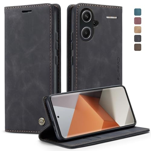 Phernykas Handyhülle für Xiaomi Redmi Note 13 Pro Plus 5G Hülle, Premium Leder Klapphülle Flip Case mit Standfunktion und Kartenfach Handytasche Hülle Wallet Case Stoßfeste Schutzhülle, Schwarz