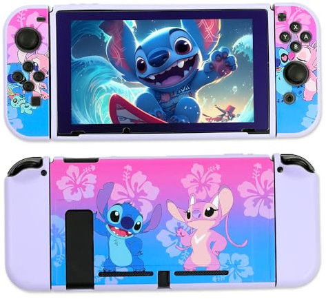 PERFECTSIGHT Case Compatible with Nintendo Switch Protective Case, Kawaii Soft TPU Slim Protective Cover, Cute Cartoon Dockable Hard Shell for NS Console and Joycon Controllers, S&A
