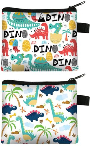 KGDUYC - Monedero de 2 piezas para niños, diseño de dibujos animados con cremallera, diseño de animales