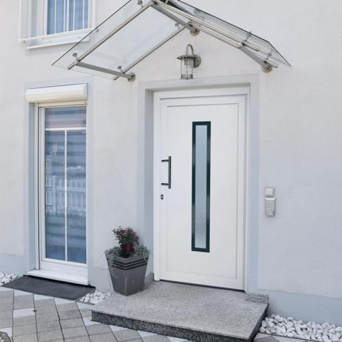 Willood Haustür, Tür mit verstellbarer Scharniere, Eingangstür mit einem 5 Pilzkopfverriegelungen, Vordertür Hauseingangstür Weiß 98x200 cm PVC Weiß Links