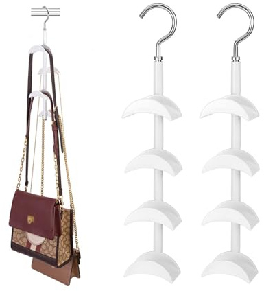 Cnwinu 2 unidades de almacenamiento para bolsos, con rotación de 360 grados, organizador para bolsos, corbatas, bufandas, pañuelos (blanco)