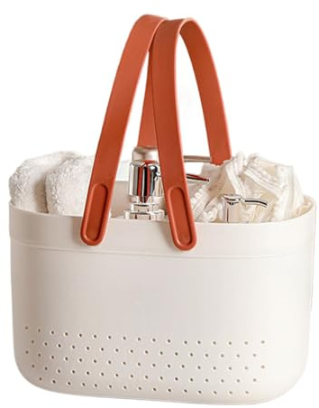 Birtern Cestas de almacenamiento para artículos de tocador, cesta de almacenamiento portátil para baño, cesta de ducha portátil, caja de almacenamiento con asas para dormitorio universitario,