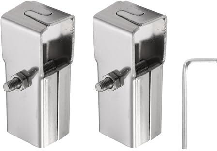 QUARKZMAN 2Pcs Conectores Estructural para Tubería Cuadrado, 2 Vías Abrazadera de Extremo con Llave Inoxidable Accesorios de Esquina para Estante DIY Soporte de Jardín 1 Ajuste, Plateado