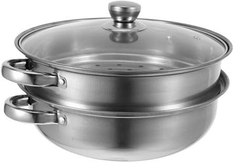 Alipis 2nivel Vaporera Versátil Con Olla De Base Sólida Utensilios De Cocina Al Vapor Para Albóndigas y Vaporera Para Alimentos