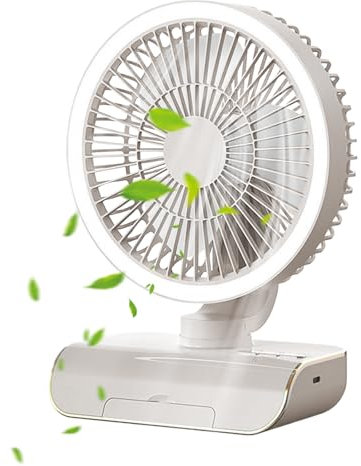 Ventilador de mesa oscilante, ventilador personal de 5 velocidades con control remoto, batería recargable de 2000 mAh, carga USB, enfriador de aire portátil para el hogar, oficinas, viajes