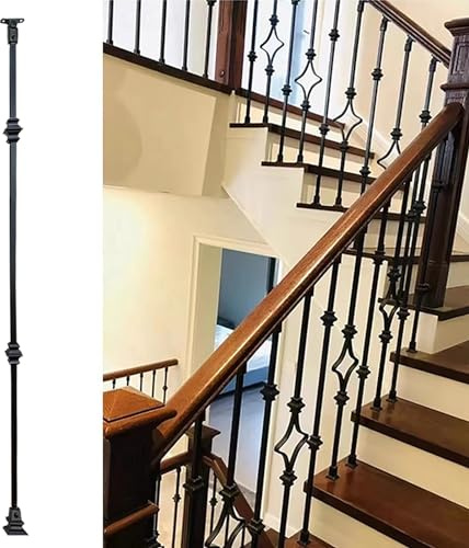 Lot de 10 broches de balustrade en métal pour balustrade d'intérieur – 95 cm de hauteur avec chaussures et vis (style 2 Lot de 10) – Sécurité et élégance modernes