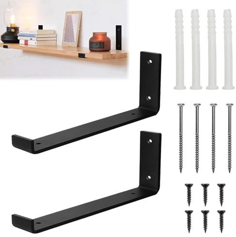 Lot de 2 Supports d'étagère Flottants de 30 cm ，equerre etagere murale fixation invisible pour Étagères, Supports D'Étagère Industriels Avec Vis Assorties Équerre Étagère, Capacité de Charge de 45 Kg