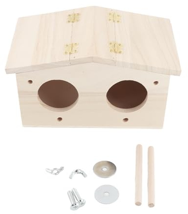 Casetta per Uccelli in Legno per Pappagalli Rondini e Uccelli Selvatici Design a Doppi Fori di Ventilazione Casa di Allevamento in Legno e Resistente Perfetta per Giardino e Cortile