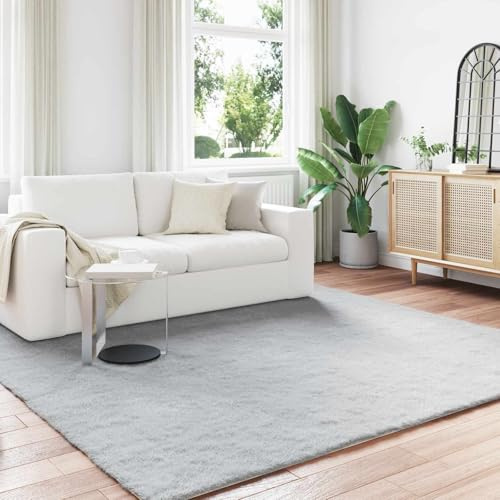 Tonture Olite Tapis en fourrure synthétique Flokati - Gris - 240 x 240 cm - Carré en polyester Flokati - Pour salon, chambre à coucher - Extra doux, chaud et confortable - Décoration de sol moderne