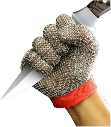 Gants De Protection Travail Anti Coupure,Aux Coupures Aux Coupures En Acier Inoxydable, Gants D'armure De Chaîne De Coupe De Viande De Boucher Pour Coquilles D'huîtres Dans La Cuisine 2 pcs,M