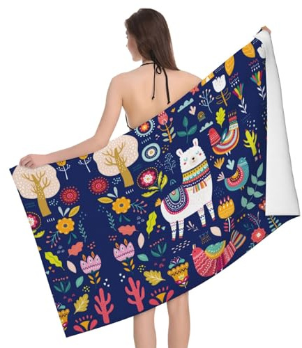 Handtücher Süßes Lama Strand-Tuch Leicht Badetücher Mikrofaser Duschtuch Für Camping Sauna Reise 80X130Cm