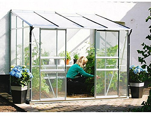 Ida 6500 Alu-Anlehngewächshaus HKP 4 mm Balkon-Gewächshaus 6,5 m² incl. Fundament und 2 Dachfenstern