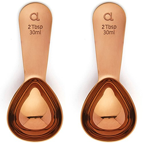 Coffee Scoop by Apace - 2 Tablespoon (Tbsp) - The Best Stainless Steel Measuring Spoons for Coffee, Tea, and More (2 Pack, Rose Gold)
