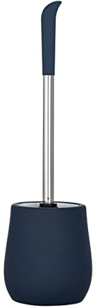 WENKO WC-Garnitur Sydney Blau Matt Keramik mit Soft-Touch Beschichtung - WC-Bürstenhalter mit Soft-Touch Beschichtung, Keramik, 12.5 x 39.5 x 12.5 cm, Blau Matt, 39.5 x 12.5 x 12.5 cm