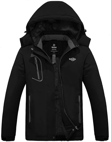 Wantdo Femme Veste de Ski Imperméable pour Voyage Manteau d'hiver Chaud Veste de Snowboard Outdoor Veste Randonnée Travail Coupe-Vent Noir 3XL