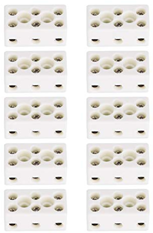 10 Stück TC-613 Keramik Klemmen, Hochwertige Drei-Wege-Keramik-Drahtverbinder für Sichere Verbindungen, 24A, mit 8 Löchern für Vielseitige Anwendungen