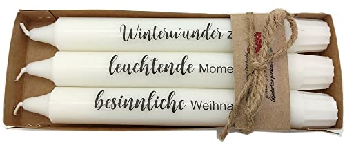 Kerzen mit Spruch für Adventszeit und Weihnachten (Winterwunderzeit/leuchtende Momente/besinnlicheWeihnachten)