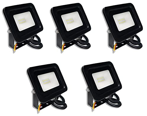ACXIN Lot de 5 projecteurs LED 10 W - Super lumineux - Spot extérieur - En aluminium - Pour jardin, garage, blanc froid - Étanche IP65