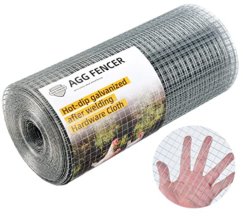 AggFencer Maschendrahtzaun 40,6 cm x 15,7 m, 1mm Drahtstärke 12,7 x 12,7mm Maschengröße verzinkt Hühnerstall, Drahtzaun, Gartenpflanze, Rollgitter, Geflügel, Tiernetz, Käfigschutz