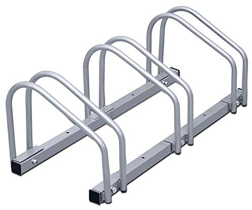 Eulenke Fahrradständer Metall Verzinkt Stahl - fahrradhalter 35-55mm Reifenbreite und 32cm Radabstand - Radständer für 3 Fahrräder - fahrradhalterung Boden- oder Wandmontage - Platzsparend
